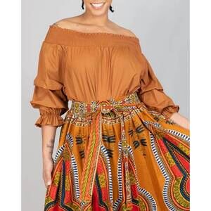 NEW KARA CHIC radiant off shoulder top in chocolate